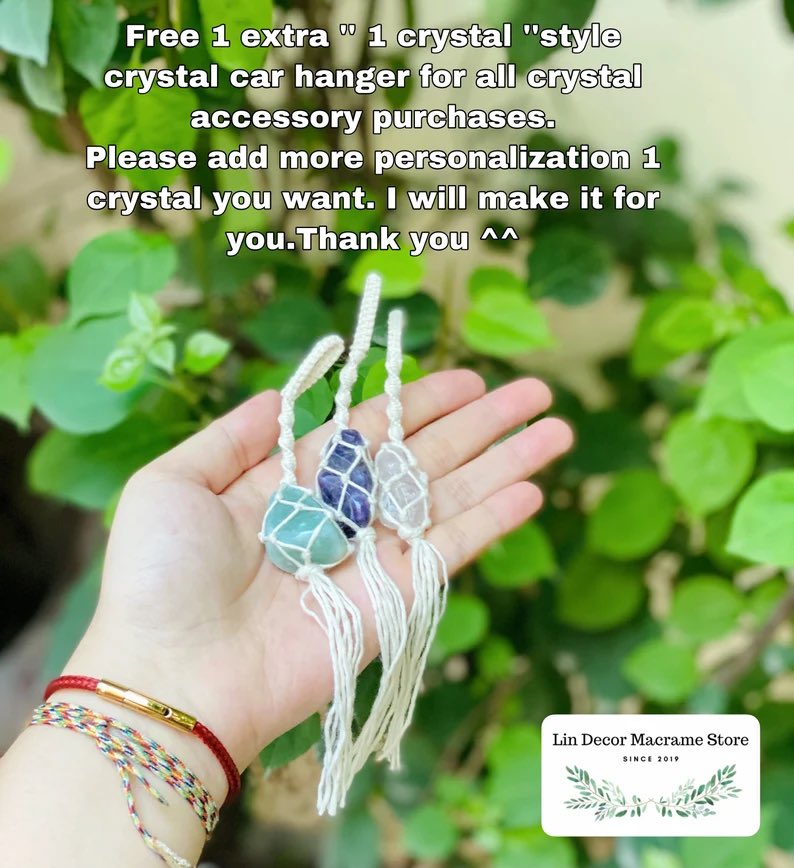 LinDecorMacrame's tweet image. Free 1 extra &apos;&apos; 1 crystal&apos;&apos; style crystal cả hanger for all crystal accessory purchases ♥️
 (find us on etsy, link in bio)
#Crystal #carhanger #crystalforwomen #luckycharm #macramecrystalcarhanger #caraccessory #rearviewcardecor