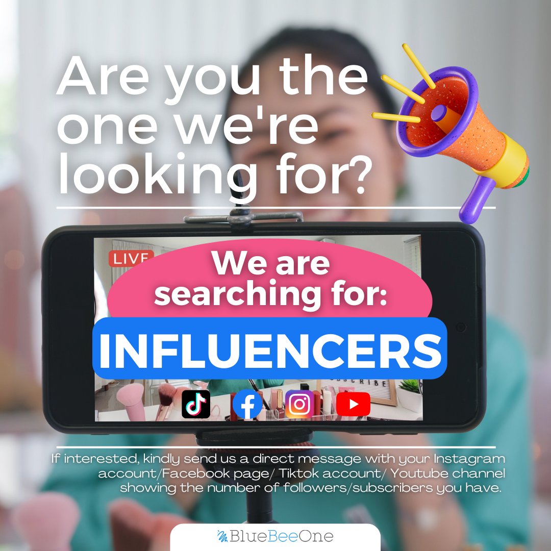 BlueBeeOne's tweet image. We are currently looking for Influencers and Content Creators that can help us promote our skincare products through social media platforms such as; Tiktok Videos, FB reels, IG reels, and YouTube Videos.

#influencer #TikTok #model #InfluencerMarketing #SocialMedia #creativity