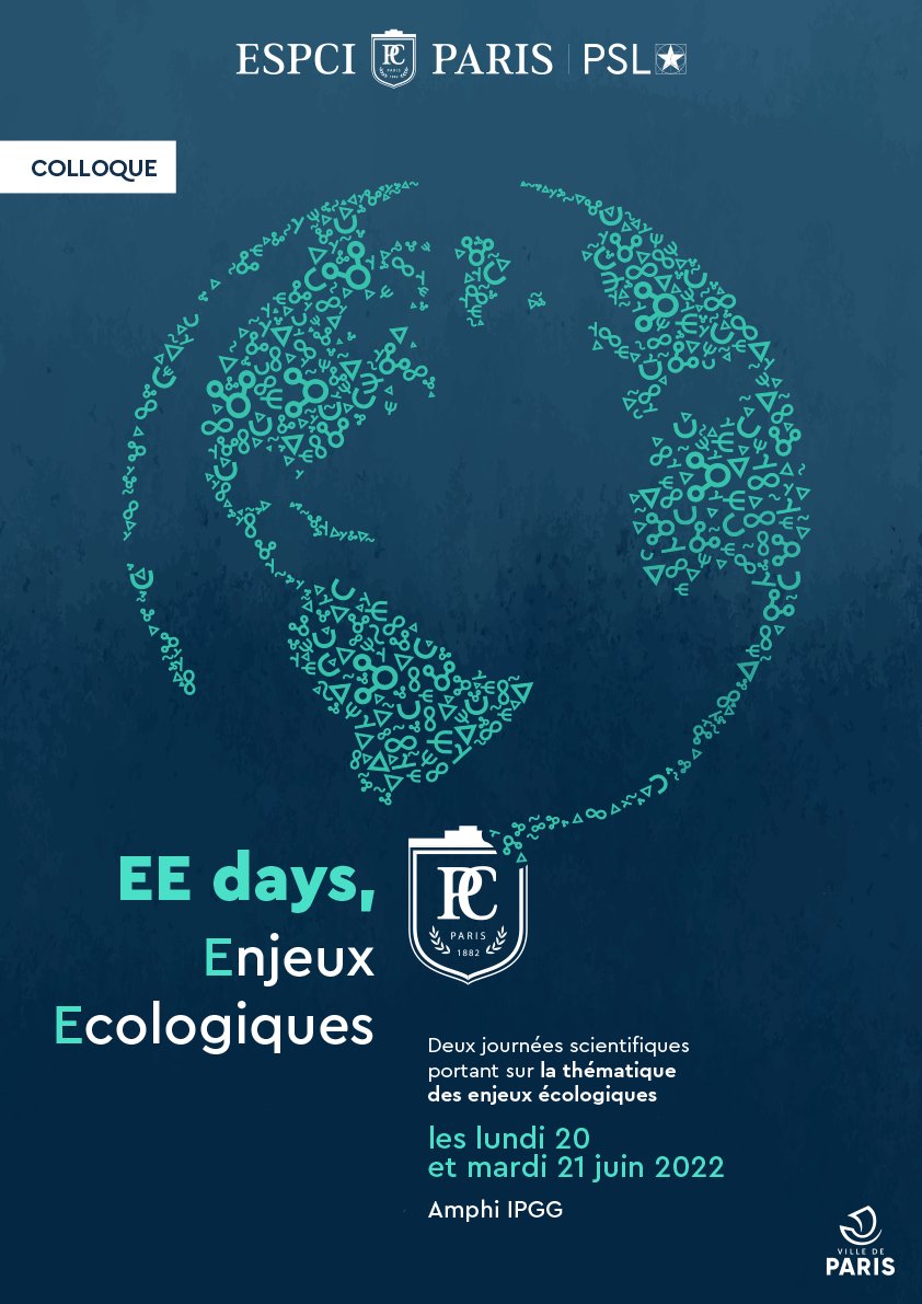 ESPCI_Paris's tweet photo. C'est parti pour deux jours de colloque et de réflexion autour des enjeux écologiques ! Un évènement qui rassemble les laboratoires de l'école autour de plusieurs thématiques : Matériaux et Catalyse, Energie et Eau, Environnement, technologie de détection et procédés ! https://t.co/puYbuvpb44