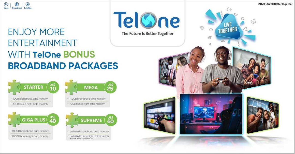 TelOneZW's tweet photo. Self-caring is switching to the internet that rocks! Get started today.
Enjoy 90GB of Data Bundle with just $10USD!
#TheFutureIsBetterTogether https://t.co/DLuTVvwQ4F