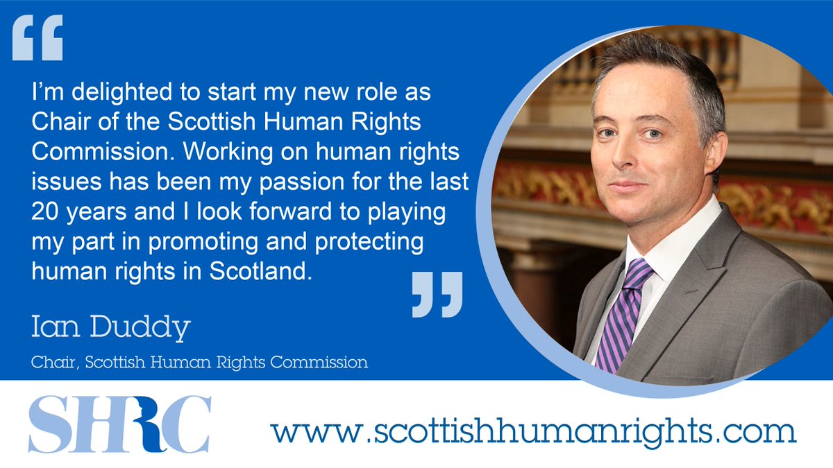 ScotHumanRights's tweet photo. A warm welcome to the Commission’s new Chair @IanDuddyUK who starts in post today.
We are hugely looking forward to working with Ian at this transformative time for #HumanRights in Scotland.
Find out more on our website
https://t.co/Q999OvEakQ
#NHRI #RightsBasedScotland https://t.co/2t2LPetfNS