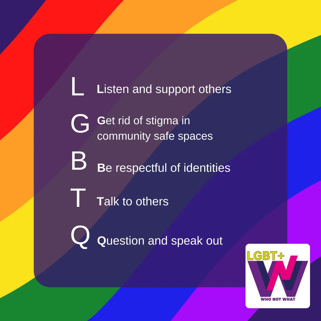 JustTalkHerts's tweet photo. A huge thank you to Herts #LGBT+ young people’s voice group,  #WhoNotWhat, who helped create this brilliant #LGBTQ acronym to offer some positive advice on looking after your #mentalhealth.
#PrideMonth2022 https://t.co/40pFDU2niF