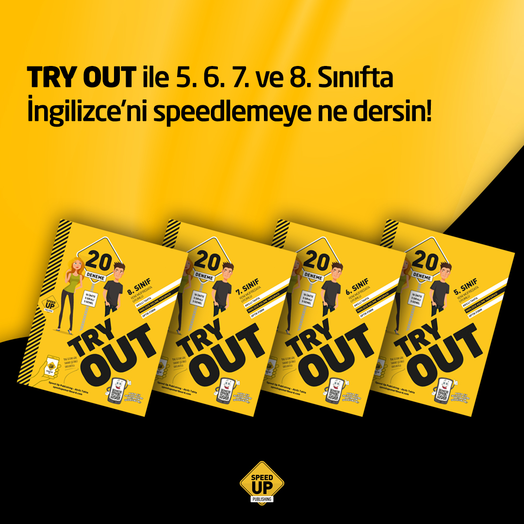 TRY OUT ile 5.6.7. ve 8. sınıfta İngilizceni speedlemeye ne dersin!
Siz de Speed Up ile İngilizcenizi konuşturmak istiyorsanız, profil bağlantımızda bulunan linke tıklayabilirsiniz! 👈
#SpeedUpPublishing #SpeedUp #Publishing #İngilizce #English #LetsSpeedUp #Speed