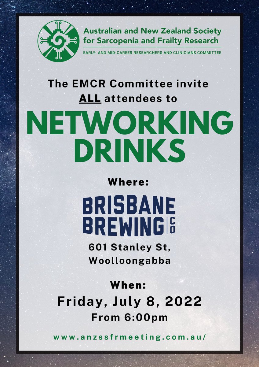 ANZSSFR (@anzssfr) on Twitter photo The <a href="/ANZSSFR/">ANZSSFR</a> EMCR Committee would like to invite ALL attendees to networking drinks!
🗓️Friday 8 July From 6pm
<a href="/EsmeeReijnierse/">Esmee M. Reijnierse</a> <a href="/JackDallaVia/">Dr Jack Dalla Via</a> <a href="/DrBenKirk/">Ben Kirk, PhD</a> <a href="/avillaniPhD/">Anthony Villani PhD</a> <a href="/JuleeMcDonagh/">Dr Julee McDonagh, RN, PhD</a> <a href="/DrTuNguyen/">Tu Nguyen</a> <a href="/psjansons/">Paul Jansons</a> <a href="/jacksonfyfe/">Jackson Fyfe, PhD</a> The <a href="/ANZSSFR/">ANZSSFR</a> EMCR Committee would like to invite ALL attendees to networking drinks!
🗓️Friday 8 July From 6pm
<a href="/EsmeeReijnierse/">Esmee M. Reijnierse</a> <a href="/JackDallaVia/">Dr Jack Dalla Via</a> <a href="/DrBenKirk/">Ben Kirk, PhD</a> <a href="/avillaniPhD/">Anthony Villani PhD</a> <a href="/JuleeMcDonagh/">Dr Julee McDonagh, RN, PhD</a> <a href="/DrTuNguyen/">Tu Nguyen</a> <a href="/psjansons/">Paul Jansons</a> <a href="/jacksonfyfe/">Jackson Fyfe, PhD</a>