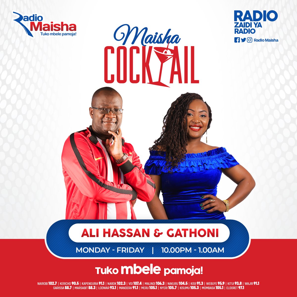 Radio Maisha (@radiomaisha) on Twitter photo Maisha Cocktail na <a href="/alikauleni/">Ali Kauleni Hassan</a> na <a href="/ThisIsGathoni/">Gathoni Njuguna🇰🇪</a>. 10pm - 12am. #MaishaCocktail #RadioZaidiYaRadio Maisha Cocktail na <a href="/alikauleni/">Ali Kauleni Hassan</a> na <a href="/ThisIsGathoni/">Gathoni Njuguna🇰🇪</a>. 10pm - 12am. #MaishaCocktail #RadioZaidiYaRadio