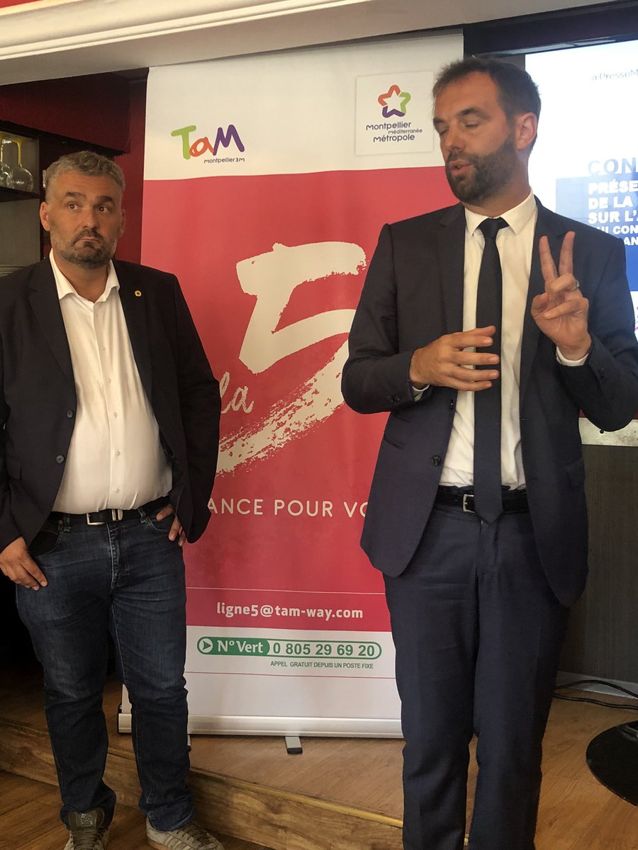 CoteMontpellier's tweet photo. Point presse sur l’avancée des #travaux pour la 5e ligne de #tramway @TaMVoyages à #Montpellier et notamment le lancement des #travaux sur l’avenue #Clemenceau en présence de @MDelafosse, @LaurentNison, @manureynaud et Julie #Freche. #Transports #Mobilites https://t.co/UFXYi2gF03