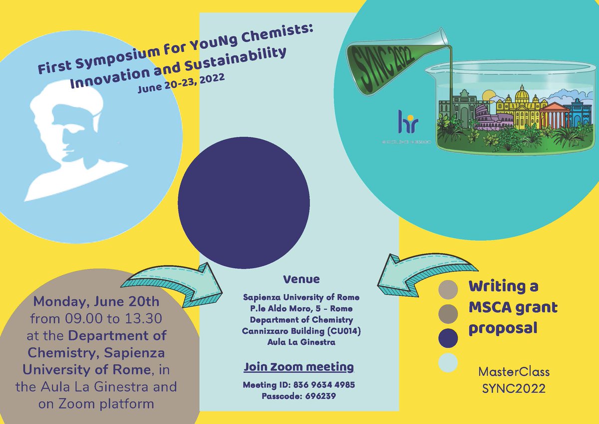 REALSEI2's tweet photo. Writing a MSCA grant proposal!
 Monday 20 June, starting at 9.00 on the Zoom platform (meeting ID: 836 9634 4985, passcode: 696239).
#MSCA #UniversitySapienza #Chemistry #SapienzaChemistryDepartment https://t.co/VNAdpBzRW7