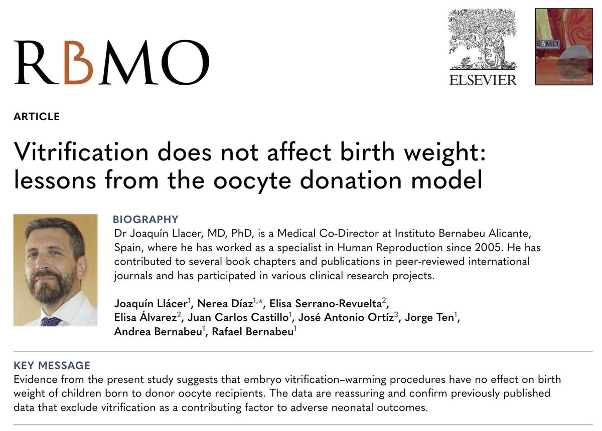 DrLlacer's tweet photo. 😀 Happy to share these reassuring results: "Vitrification does not affect birth weight: lessons from the oocyte donation model"  🤔 Perhaps we must look at the endometrial preparation https://t.co/NuDge7nPWG https://t.co/qwjnWwjbKq
