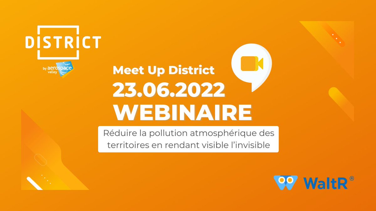 J-4 [ #WEBINAIRE ] <a href="/DistrictTlse/">District-Tlse</a> by <a href="/AerospaceValley/">Aerospace Valley - Inactif</a> vous propose un webinaire pour en apprendre plus sur notre #districter WaltR et leur solution pour réduire la pollution atmosphérique des territoires en rendant visible l’invisible🌍

📅23.06
⏰14h-15h
🌐cutt.ly/oJGSWUK