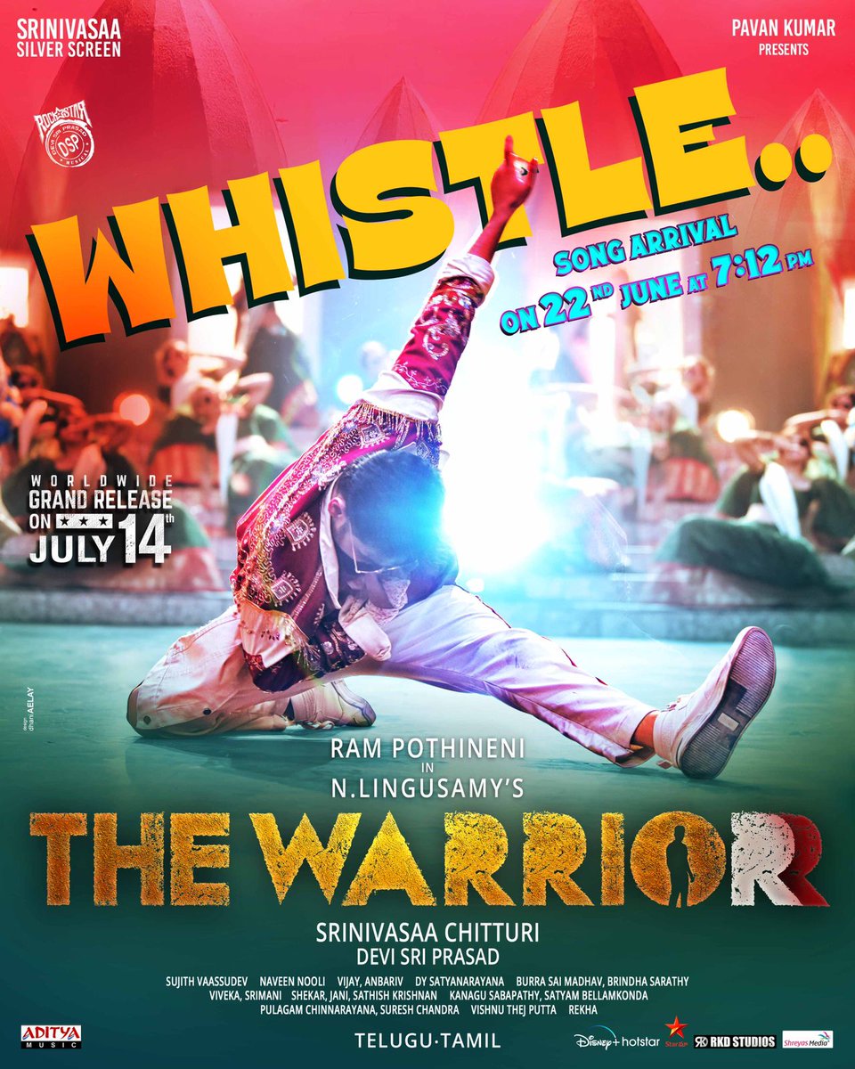 AlwaysJani's tweet photo. Get ready for a MASS Dance Treat in our combo from June 22 at 7:12 PM 🥳🔥

Ustaad @ramsayz mark energy will make #Whistle song the 'Mass Dance Number of the Year'🤙🤘

#WhistleSong @AadhiOfficial @dirlingusamy @ThisisDSP @IamKrithiShetty @SS_Screens @adityamusic @masterpieceoffl https://t.co/5xrgWos27G