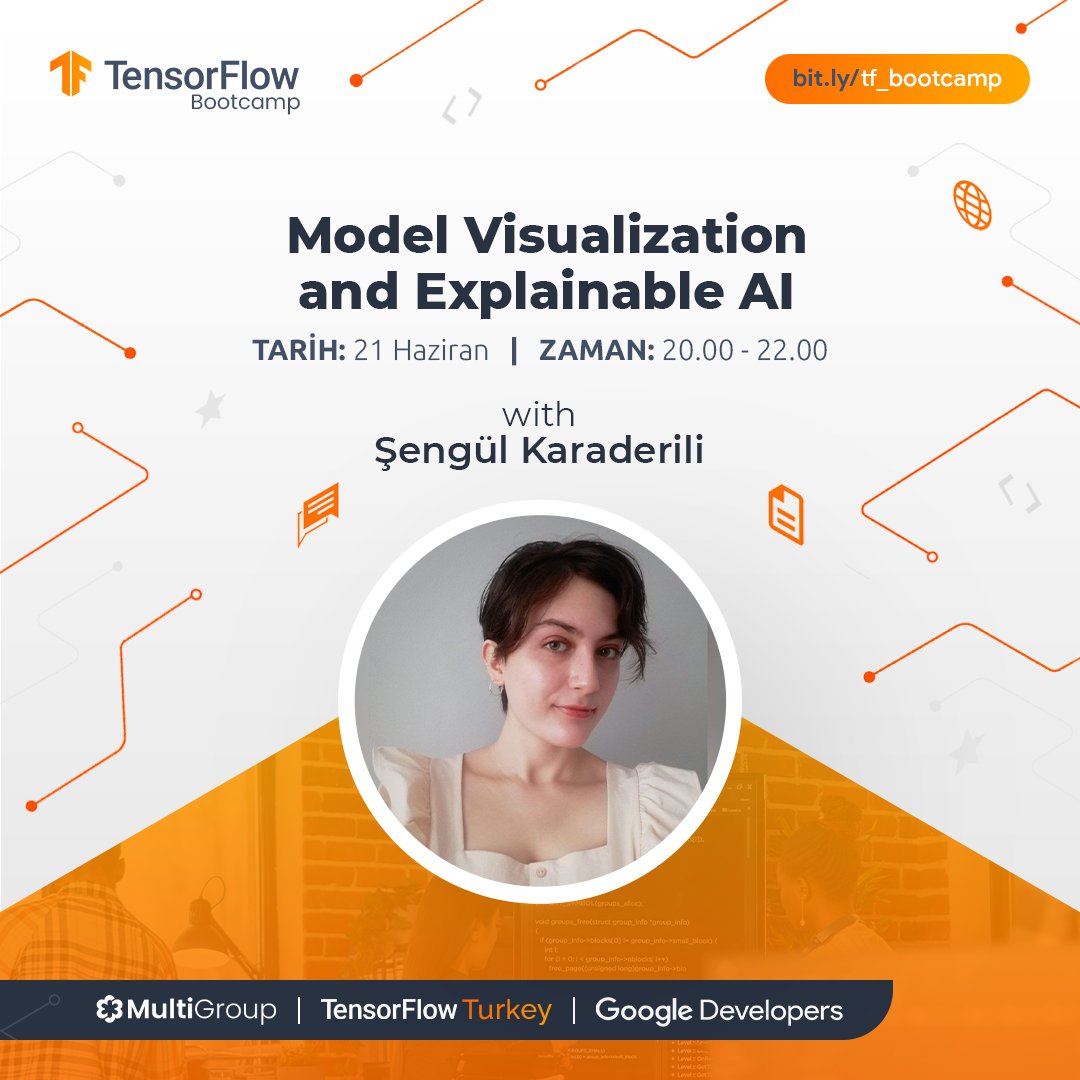 TensorFlowTurk's tweet image. #TensorFlowBootcamp&apos;in sıradaki workshopunda Şengül Karaderili, Model Visualization and Explainable AI konusunu anlatıyor! 🎉

Son zamanların en çok merak edilen konularından birini içeren bu yayını kaçırmayın! ⚡️

📆 21 Haziran

⏰ 20:00

🔗 youtube.com/watch?v=jAeMYi…
#tensorflow