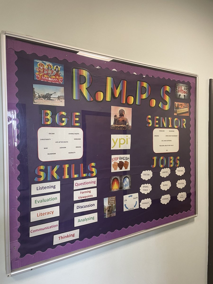 Our new RMPS notice board which has lots of info about course content, skills developed within the subject and examples of careers which RMPS can take you too!
