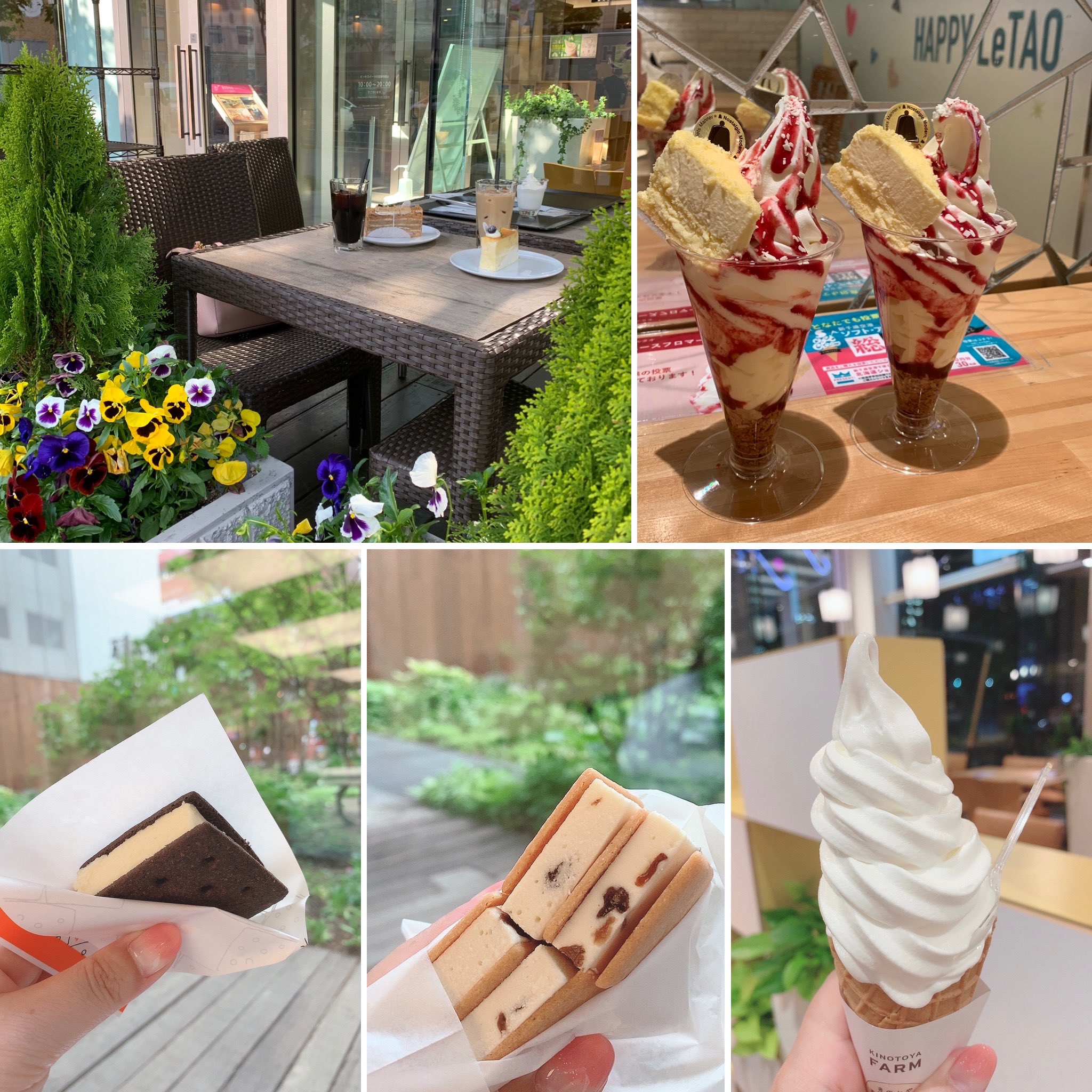 いちごみるく こんにちは ᴗ ˬᴗ 北海道で食べたスイーツ 新千歳空港では空港限定 Letaoでパフェを チーズケーキがﾄﾞｰﾝと 夜の大通り公園をお散歩しながら きのとやさんの ソフトクリームを食べたり ケーキも美味しかったです 六花亭では雪