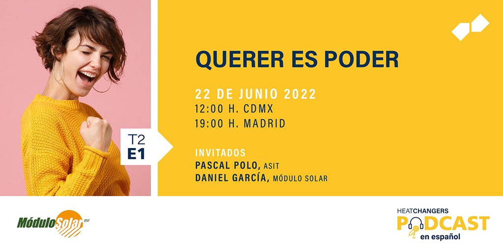 HeatChangers's tweet photo. ¡El miércoles comenzamos la segunda temporada! 

Para inaugurarla tendremos en entrevista a dos grandes de la energía #solartérmica:

Pascal Polo de @AsitSolar 🇪🇸 

Daniel García de @Modulo_Solar 🇲🇽 ☀️ (empresa patrocinadora de este primer episodio)

#heatchangers #podcast https://t.co/uIpGsgI33F