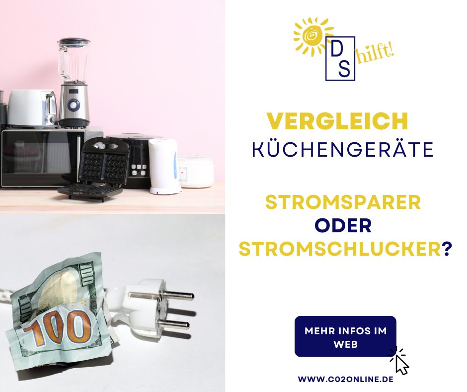 DS_hilft's tweet photo. Bei den aktuell steigenden Strompreisen lohnt es sich zu schauen, welche Küchengeräte viel Strom verbrauchen und welche Geräte Strom sparen.  💡💰

▶ https://t.co/TKmILUDbRB 

#strom #sparen #stromsparen #küchengeräte #tipps #strompreise https://t.co/EhIMtIIYkC