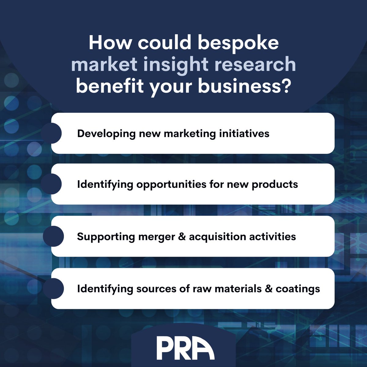 At PRA, our Irfab team works with individual clients on bespoke market insight projects, providing detailed analysis of specific industry segments to raw material, coatings and equipment suppliers, and coatings end-users. 

Find out more: pra-world.com/irfab-reports/…