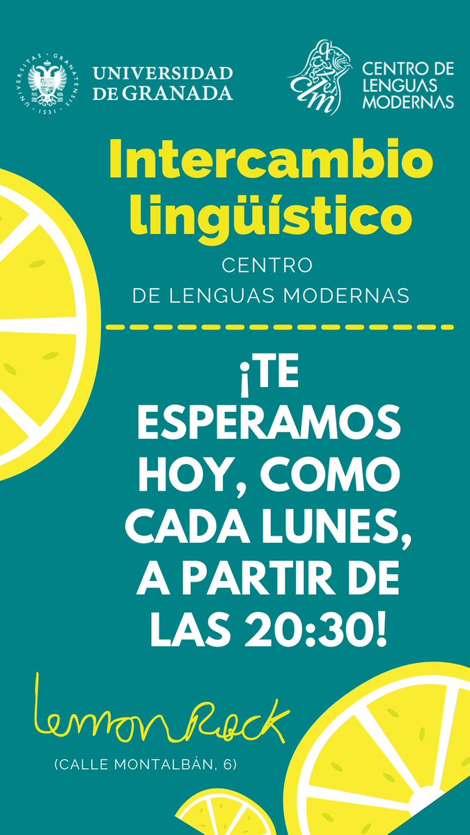 ¿Quieres practicar #idiomas y conocer gente de todos los rincones del mundo? ¡Te esperamos, como cada lunes, en nuestro #intercambiolingüístico en @LemonrockGr ! 🥳