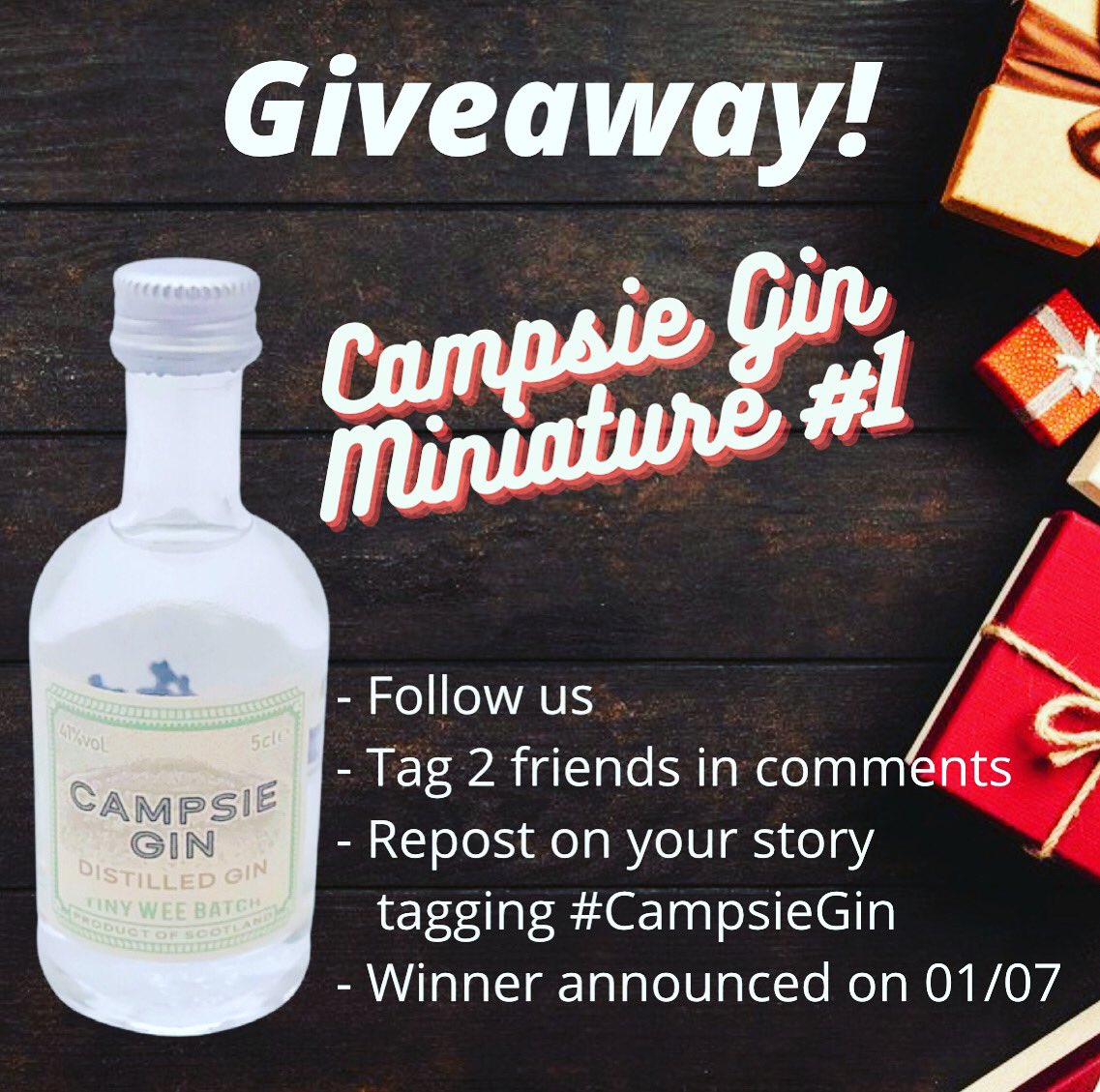 CampsieCo's tweet photo. The first ever miniature of Campsie Gin is up for grab! Go to our Instagram page for a chance to win it! #CampsieGin https://t.co/CuHr84WPFY https://t.co/1faACLqOIh