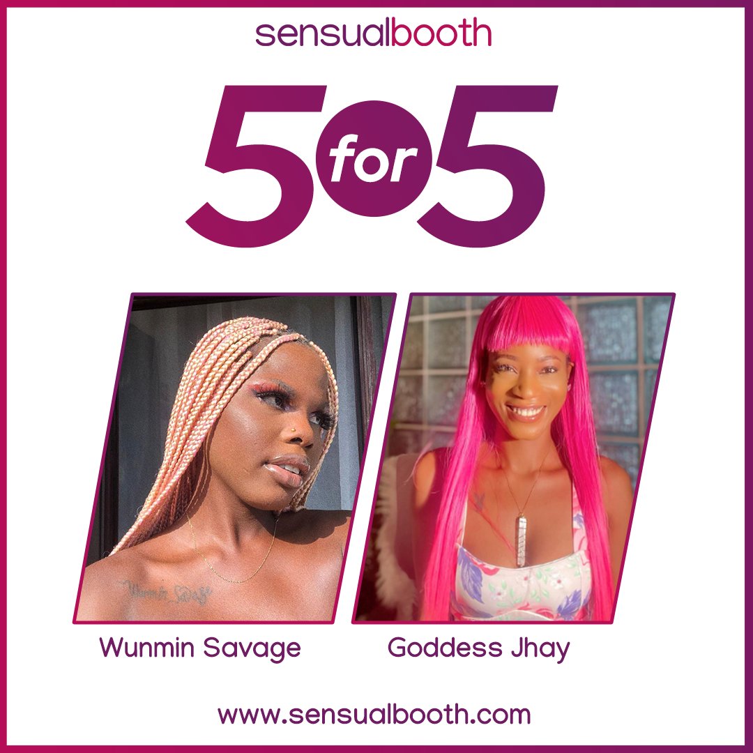 #5for5
Wunmin Savage ( @savagebitvh ) & Goddess Jhay ( @goddessjhayy )

sensualbooth.com/5-for-5-wunmin…