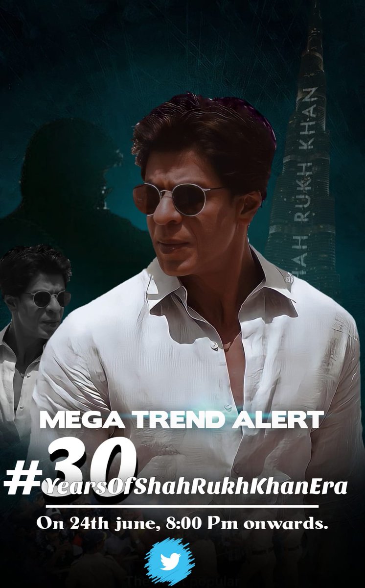 SandipB28369874's tweet photo. Mega Trend Alert ⚠️⚠️

Please Srkians ready for your Edits and Drafts, we are celebrating 30 YEARS OF SHAHRUKH KHAN Era.
Massive participation needed for All.
Mega Trend start
24th June
8 PM
#ShahRukhKhan𓀠
@iamsrk 
RT and Speard maximum
👇👇👇 https://t.co/xmNeeOHeH1
