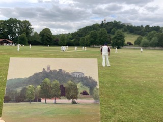 jackrussellart's tweet image. Had a wonderful few hrs yesterday @westwycombecc  painting @shsoclondon XI v @_What_Ho XI later called in @BradenhamCc nearby to paint a very unique, quintessentially #English #Cricket ground Will post the finished colour sketches when I've painted players in! #artist #landscape