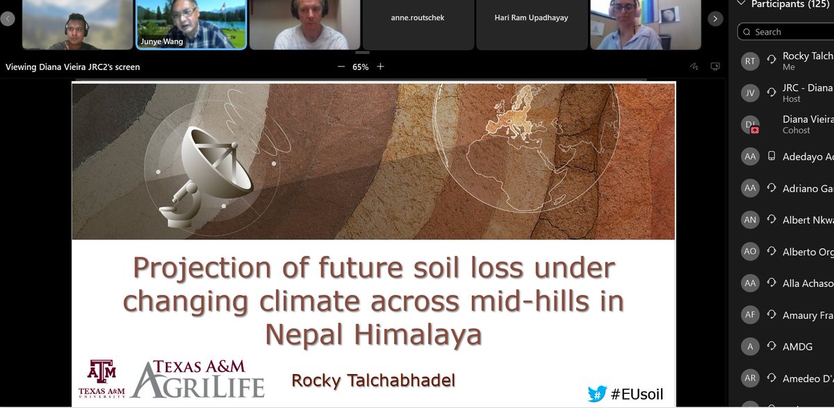 Presented [2 AM local time at El Paso] some of my efforts on 'Projection of future soil loss under changing climate across mid-hills in Nepal Himalaya' in an online workshop on soil erosion #EUsoil.