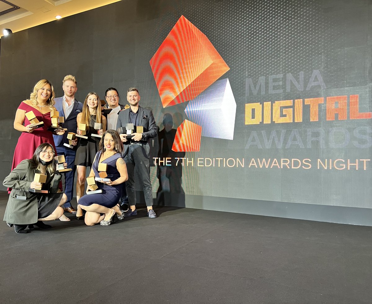 OMDMENA's tweet photo. 🏆🏆🏆OMD MENA was named AGENCY OF THE YEAR at the #MENADigitalAwards @MDA2020_2021 after winning 6 gold, 5 silver and 3 bronze awards! A big congrats to our ambitious people, clients and partners for making this triumphant win possible. #MENADigitalAwards #digitalawards https://t.co/1e8icjMDan
