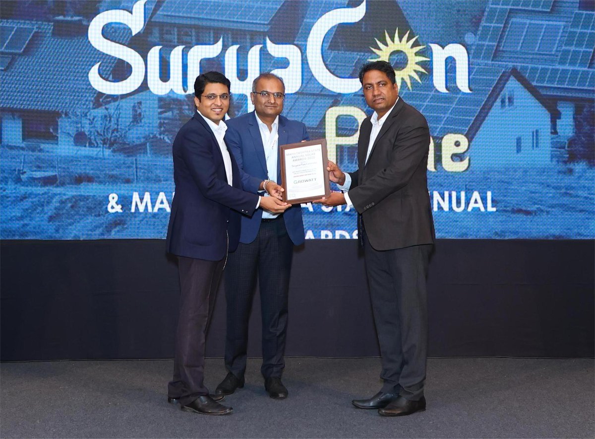GrowattInverter's tweet photo. #Growatt was conferred with the award of β Best Inverter Brand in C&I Sector for the State of Maharashtraβ at Suryacon Pune conference in #India.
We take pride in such an honor and we will continue to do so in the long run!
#solaraward #solarinverter https://t.co/91WgEHS5sH