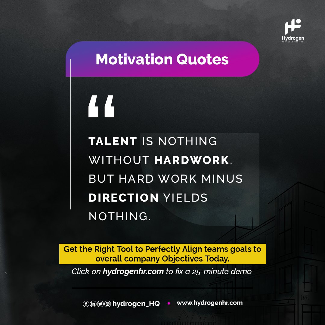 hydrogen_HQ's tweet photo. Talent is nothing without hardwork
And hard work in the Wrong Direction Yields Nothing
Get the Right Tool to Perfectly Align teams goals to overall #company Objectives Today.
Click on link in bio to fix a 25-minute demo
#business #businestips #MondayMotivaton #HR #talent https://t.co/NQJOMyUSAO