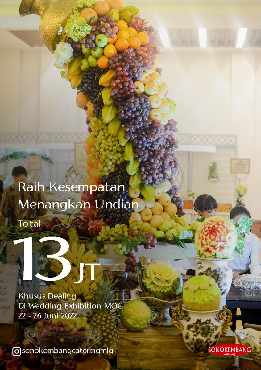 sonokembangmlg's tweet photo. 🔥 JANGAN SAMPAI KELEWATAN 🔥
WEDDING EXPO AT MOG 22 JUNI 2022

✅ Berbagai promo menarik khusus di pameran
✅ Promo Bundling

📍Free FruitFall Corner
📍Emas 0,5 gram
📍Voucher 1JT
📍Doorprize
📍Potongan 500K Joglo Express
📍Free Gubugan
📍DAN BERBAGAI BONUS MENARIK LAINYA 😍 https://t.co/d0PXf6FhS2