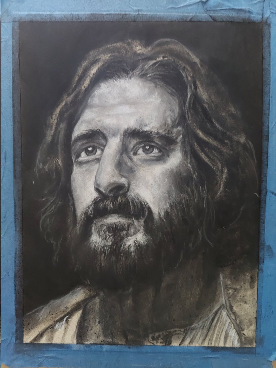 tmhartstudio's tweet photo. WIP Christ on sandpaper with charcoal.  #charcoal #art #artists #sandpaper #Jesus #Christian https://t.co/Lxns2Zjcqw