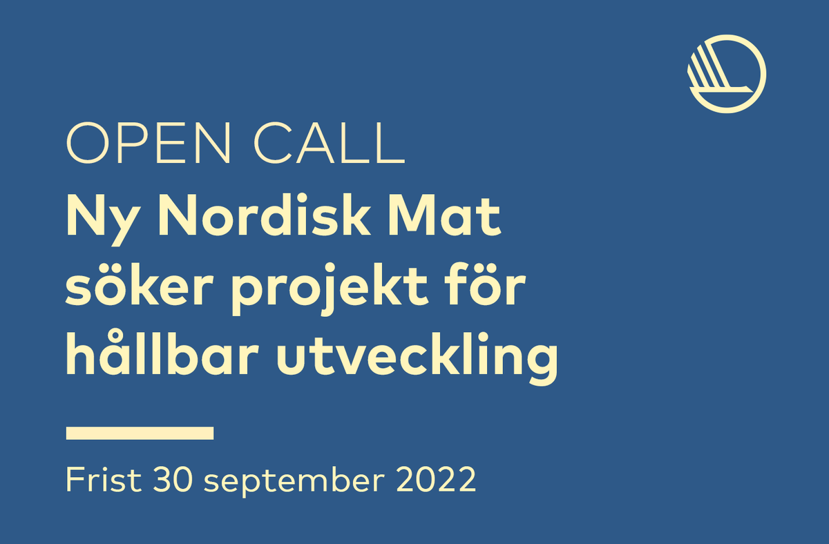 Har du ett spännande projektförslag om mat och hållbar utveckling i Norden? Programmet #NyNordiskMat har öppnat upp för nya ansökningar med fokus på:
🍽️Offentlig mat
🍽️Hållbar utveckling &amp; kommunikation
🍽️Måltidsturism

Frist 30 september 2022
ℹ️ Läs mer: nordicagriresearch.org/news/new-nordi…