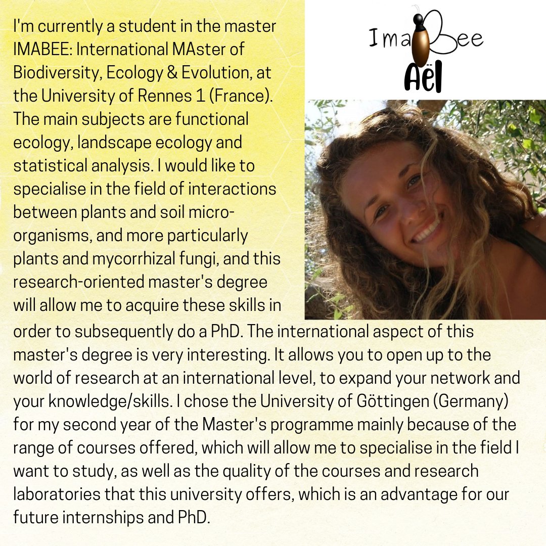 LSciences3's tweet photo. 🐝Meet the IMABEE students!🐝
Have you ever heard of the IMABEE study program?
Until Tuesday next week, we are presenting 7 IMABEE students from @UnivRennes1 and will share more information about the program – stay tuned!
Today, we start with Aël. https://t.co/EHkmoGA7JP