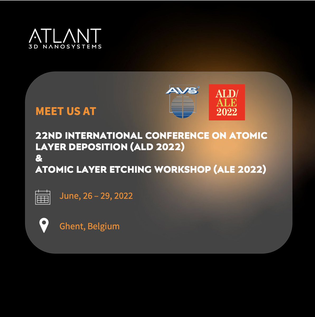 Atlant3d's tweet image. We are looking forward to a three-day meeting dedicated to the #science and #technology of #atomiclayer controlled deposition of #thinfilms and now topics related to #atomiclayeretching. We hope to see you there!