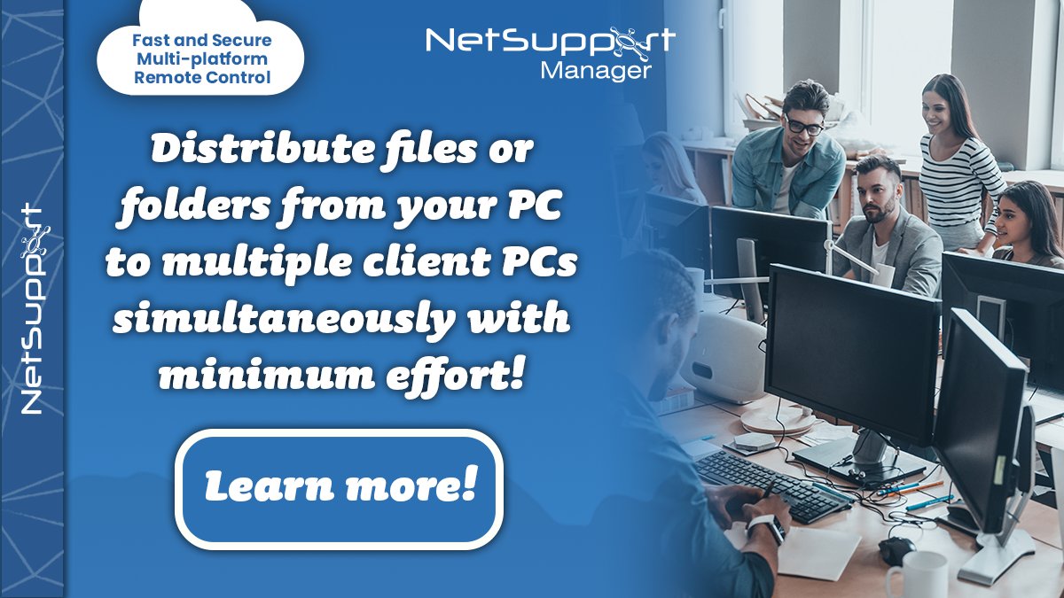 NetSupport_Corp's tweet photo. Moving #files from one PC to another may be useful, but the real benefits come with #NetSupportManager’s ability to copy files from one #PC to many in a single action – or “File Distribution”. Check it out for yourself here https://t.co/PHkZgI8nGp #RemoteSupport #FileDistribution https://t.co/MWkPiwn6im