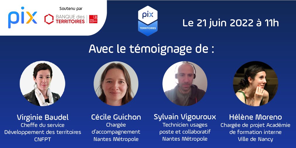 Pix_officiel's tweet photo. [Webinaire💻] Vos agents maîtrisent-ils le numérique ? Rendez-vous demain pour découvrir Pix Territoires, l’offre de Pix dédiée aux collectivités, en partenariat avec la @BanquedesTerr

📅 Mardi 21 juin, de 11h à 12h
📍En ligne

 👉Inscription : https://t.co/hNgbOqqHm5 https://t.co/2Pjfwdenkk