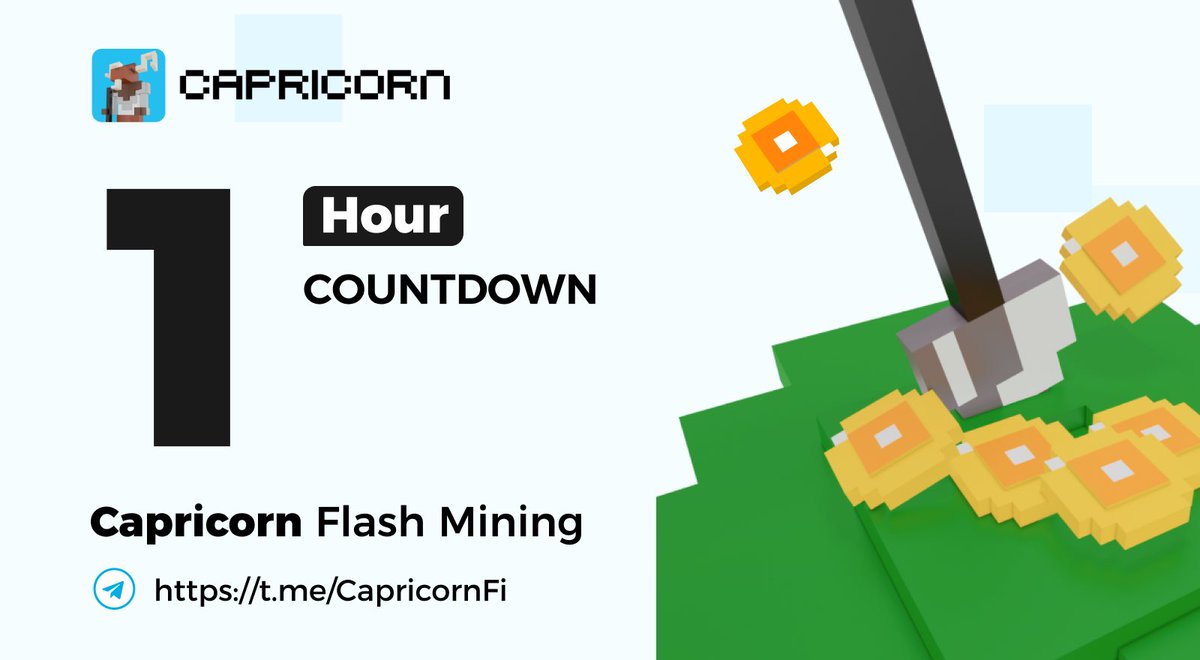 ⏰ONE Hour #countdown to #CapricornFinance Flash Mining Be prepared!! 🔥🔥🔥 #DeFi #CryptoCommunity