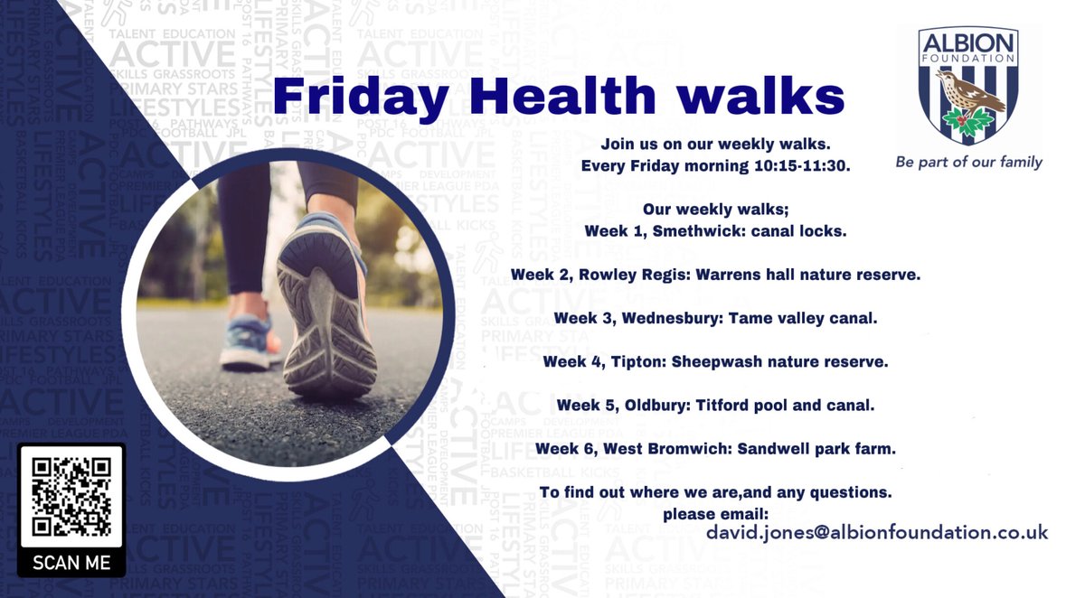 Why not enjoy some time outdoors in the fresh air and have a friendly chat on one of these #healthwalks delivered by the <a href="/WBAFoundation/">The Albion Foundation</a> 🚶 🙂