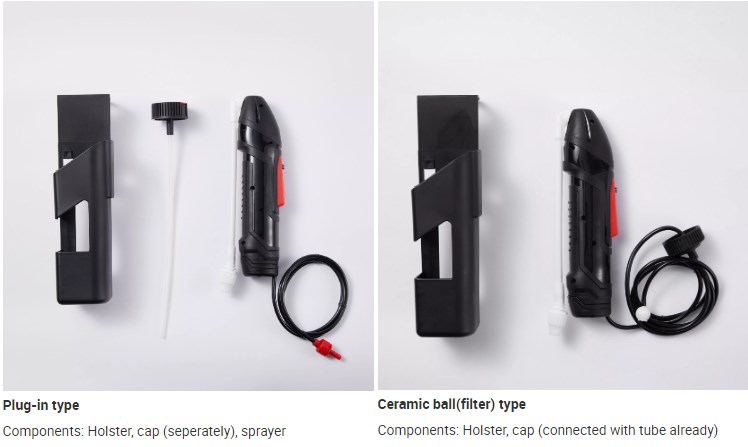 Two types of the extended control wand sprayer: Plug-in type &amp; Ceramic ball type.