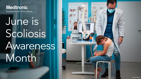 June is Scoliosis Awareness Month. 
Know the facts: Adolescent idiopathic scoliosis occurs after the age of 10 and is more common in girls. Learn more: bit.ly/3n3h213 #scoliosis #scoliosisawareness #scoliosisawarenessmonth