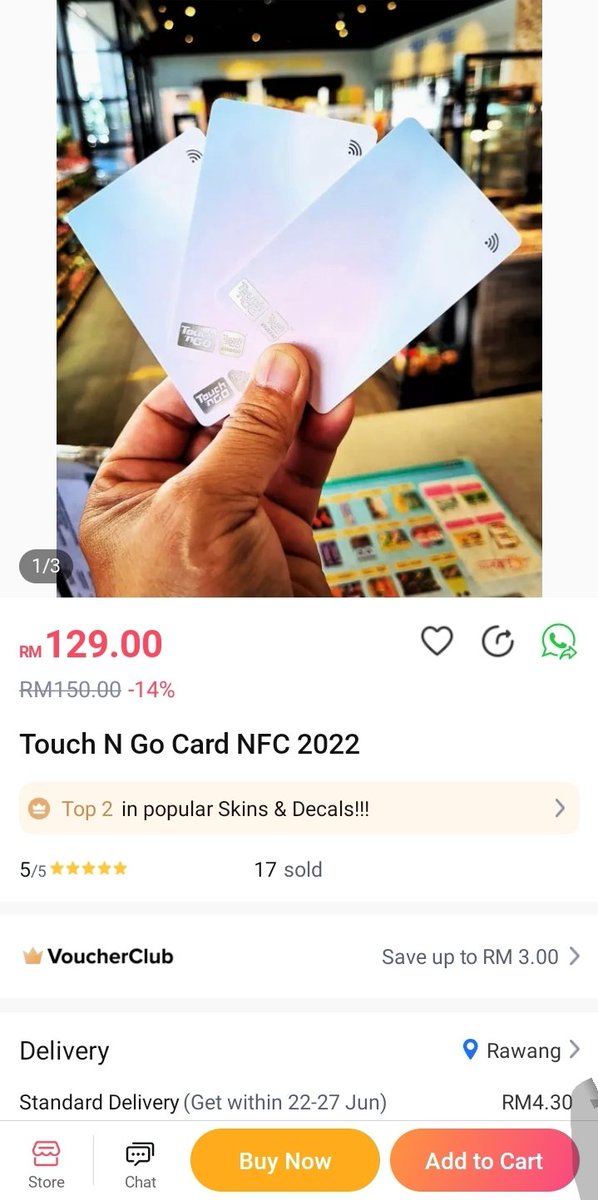 iamotherkind's tweet photo. Been looking for #tng for my car about 2 months, no card available anywhere even on their app, then finding some moron like this buy in bulk to sell almost 100 time more expensive @MyTouchnGo really? https://t.co/bBoCznYRXF
