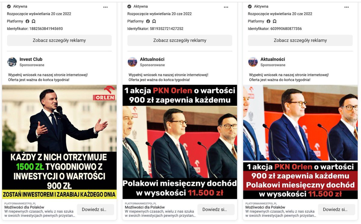 ibimspl's tweet photo. Od 72h w informacyjnej przestrzeni polskiego internetu i social media trwa masowa akcja wyłudzania danych użytkowników. 
➡️ w akcji wykorzystywany jest wizerunek znanych polityków 
➡️ działania oparte o płatną promocje w kanale #Facebook https://t.co/vzTwqY78xB