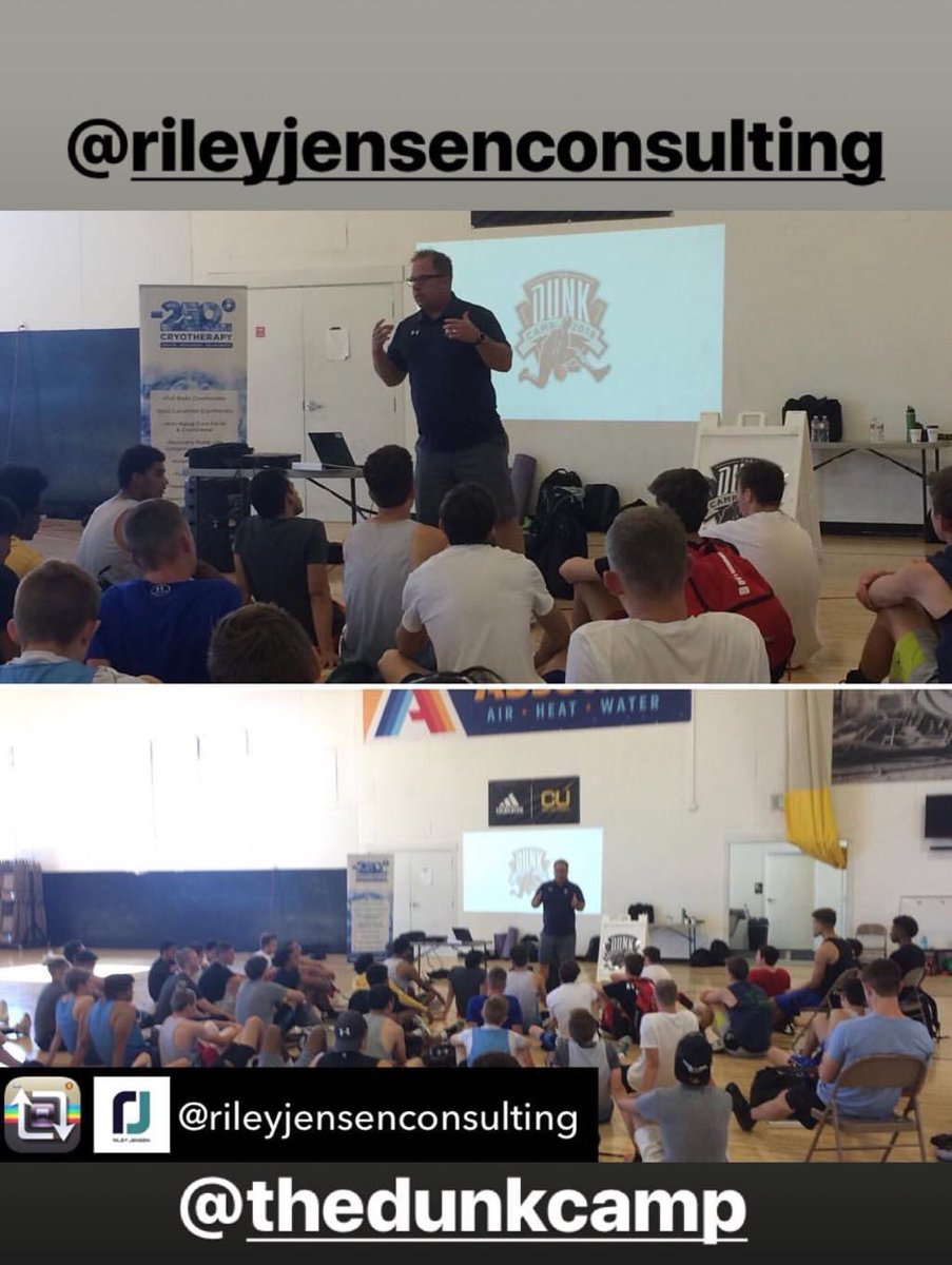 RileyJensen's tweet photo. I’m excited to be speaking again with the athletes at
@thedunkcamp
next week. These are some freak athletes. Last year was a great camp. This year is going to be even better! #DunkMindset #Growth #Performance #MentalGame #Dunkademics #Relaxation #Routine #Effort #Enthusiasm https://t.co/C1ryevpZMk