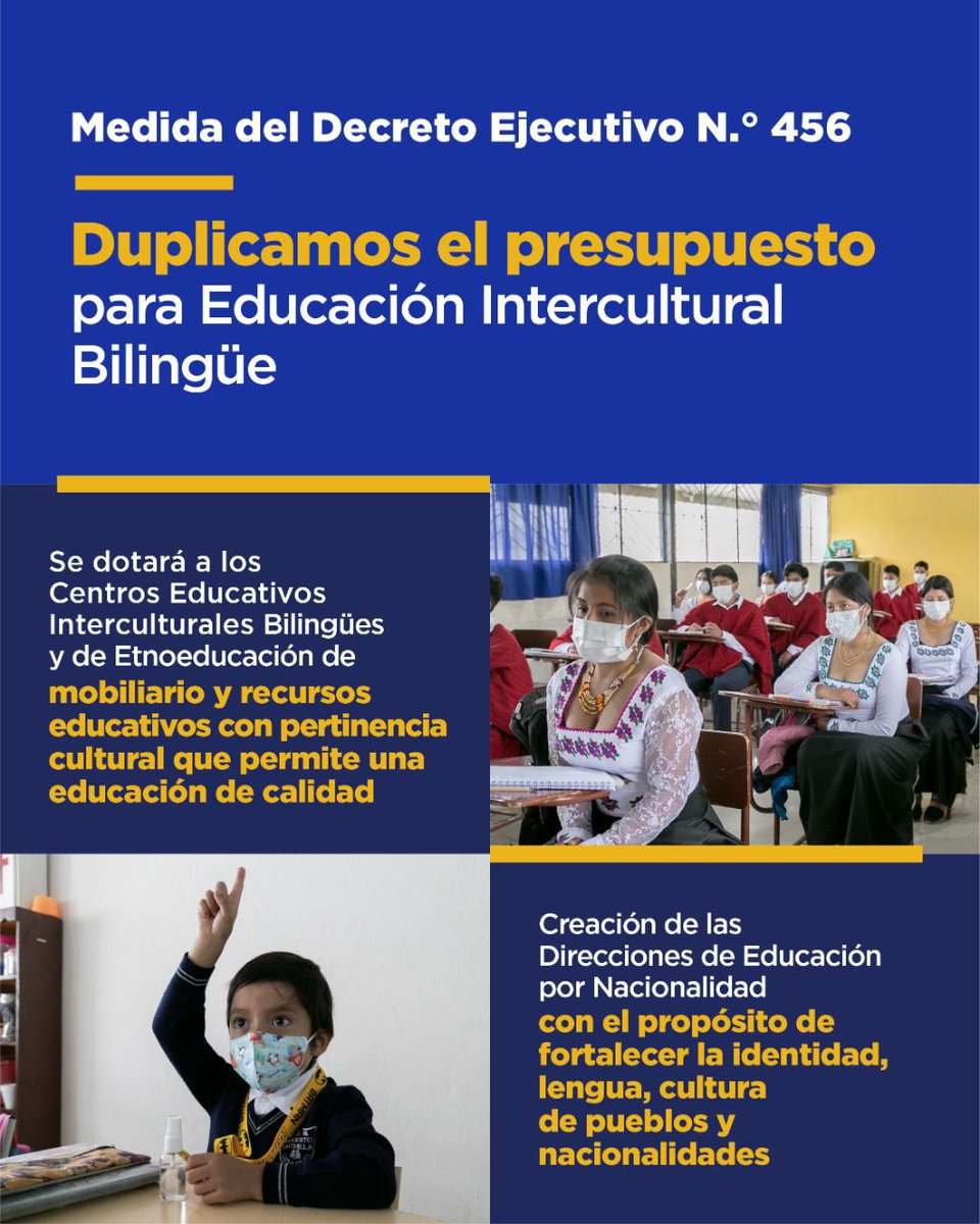 LassoGuillermo's tweet photo. Estamos comprometidos en fortalecer la identidad, lengua y cultura de los pueblos y nacionalidades indígenas. Por eso he dispuesto que se dupliquen los recursos para garantizar una Educación Intercultural Bilingüe. #NoPodemosParar https://t.co/eKw4BIYdNT