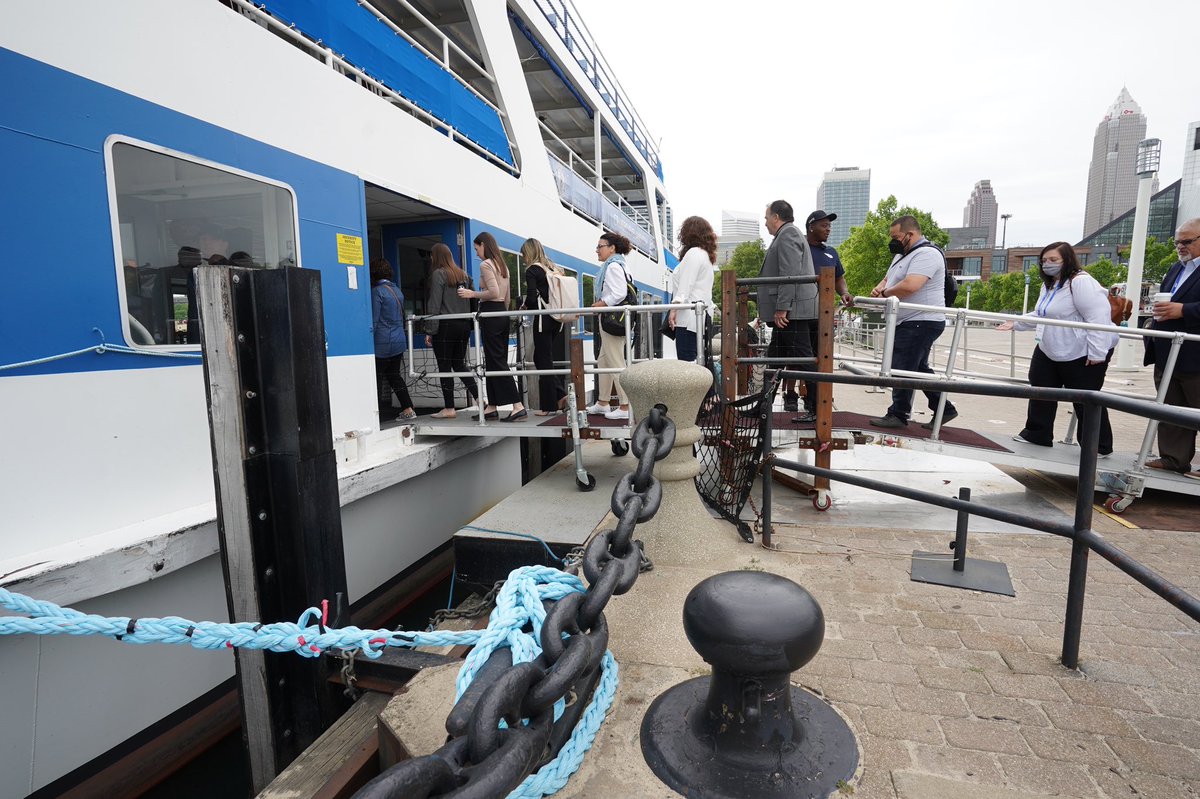NRFnews's tweet photo. Anchors away! The inaugural #NRFSupplyChain360 has officially kicked off with a boat tour of the Port of Cleveland. Thank you to @portofcleveland for hosting us! https://t.co/j1yeFgyS4Z https://t.co/CmUeYBC7yi