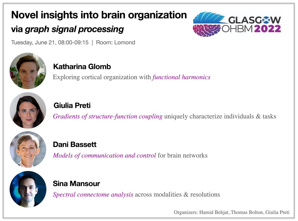 Harry H Behjat (@aitchbi) on Twitter photo Join us for 4 intriguing talks on brain structure/function organization by
@Glombkat <a href="/giuls90210/">Giulia Preti</a> <a href="/DaniSBassett/">Dani S. Bassett</a> <a href="/Sina_Mansour_L/">Sina Mansour L.</a>
Looking forward to the talks & follow-up discussions! #OHBM2022 Join us for 4 intriguing talks on brain structure/function organization by
@Glombkat <a href="/giuls90210/">Giulia Preti</a> <a href="/DaniSBassett/">Dani S. Bassett</a> <a href="/Sina_Mansour_L/">Sina Mansour L.</a>
Looking forward to the talks & follow-up discussions! #OHBM2022