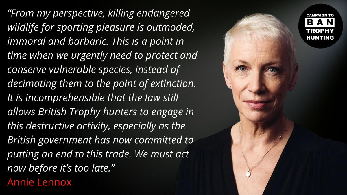 CBTHunting's tweet photo. Annie Lennox supports the Campaign to #BanTrophyHunting https://t.co/u1V4kVf25M