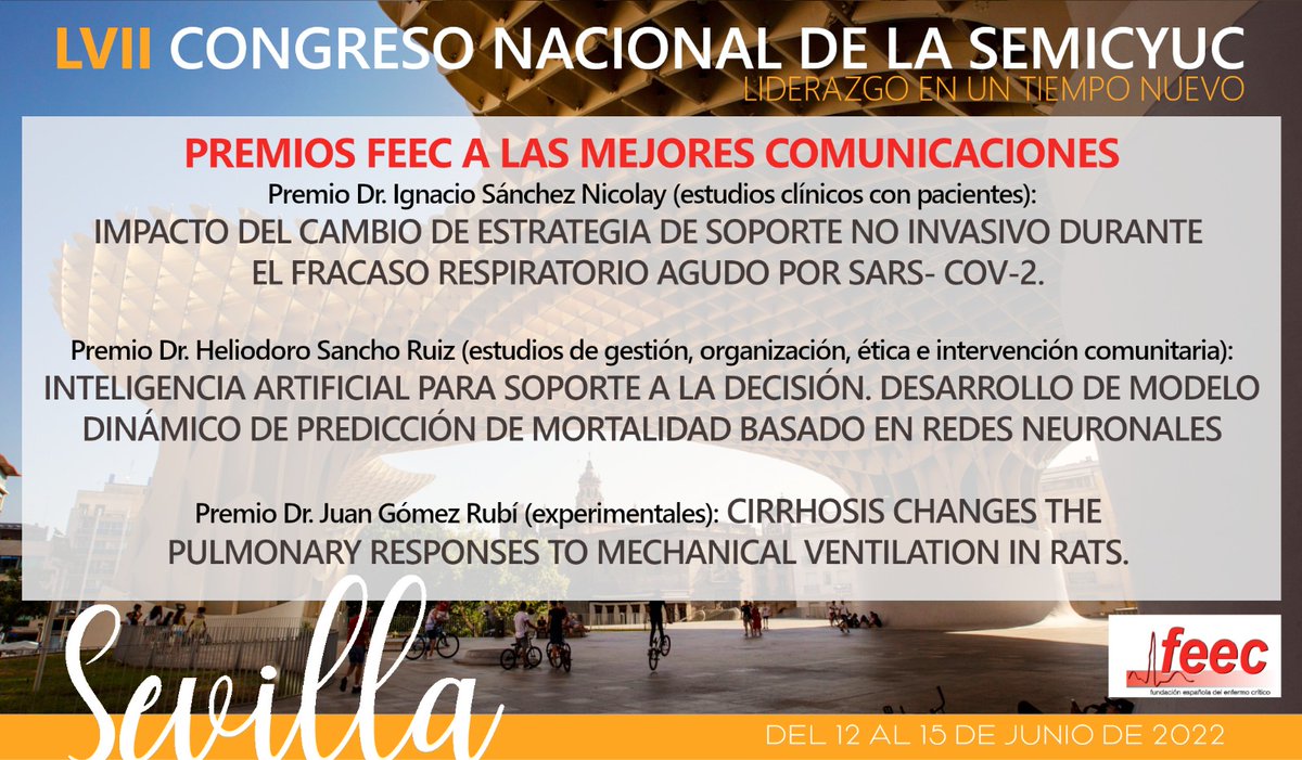 📜 Consulta el listado completo de los Premios FEEC a las mejores comunicaciones del LVII Congreso Nacional de la #SEMICYUC2022 en bit.ly/3NkKgU9 🏅 ¡Enhorabuena a todos los galardonados!