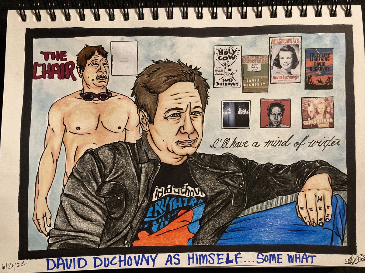 hearteyes4david's tweet photo. I finished #theChair ! #DavidDuchovny’s cameo in this is so great and the way they talk about him before he appears is hilarious. Give this a watch if you still haven’t because it has a great cast and great writing. #DDArt #Hearteyes #art #MixedMedia https://t.co/limzOU23At