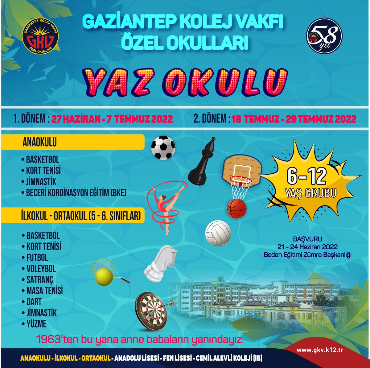 GkvKurumsal's tweet photo. Gaziantep Kolej Vakfı Özel Okullarında Anaokulu, İlkokul ve Ortaokul 5.- 6. sınıf öğrencilerimiz için eğlenceli ve kaliteli zaman geçirecekleri ve açık alan etkinliklerini de içeren yaz okulu programı başlıyor. https://t.co/OoRIPG5zUr